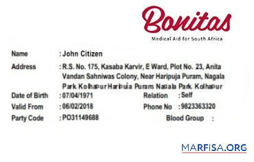 Downloadable South Africa health insurance card real example